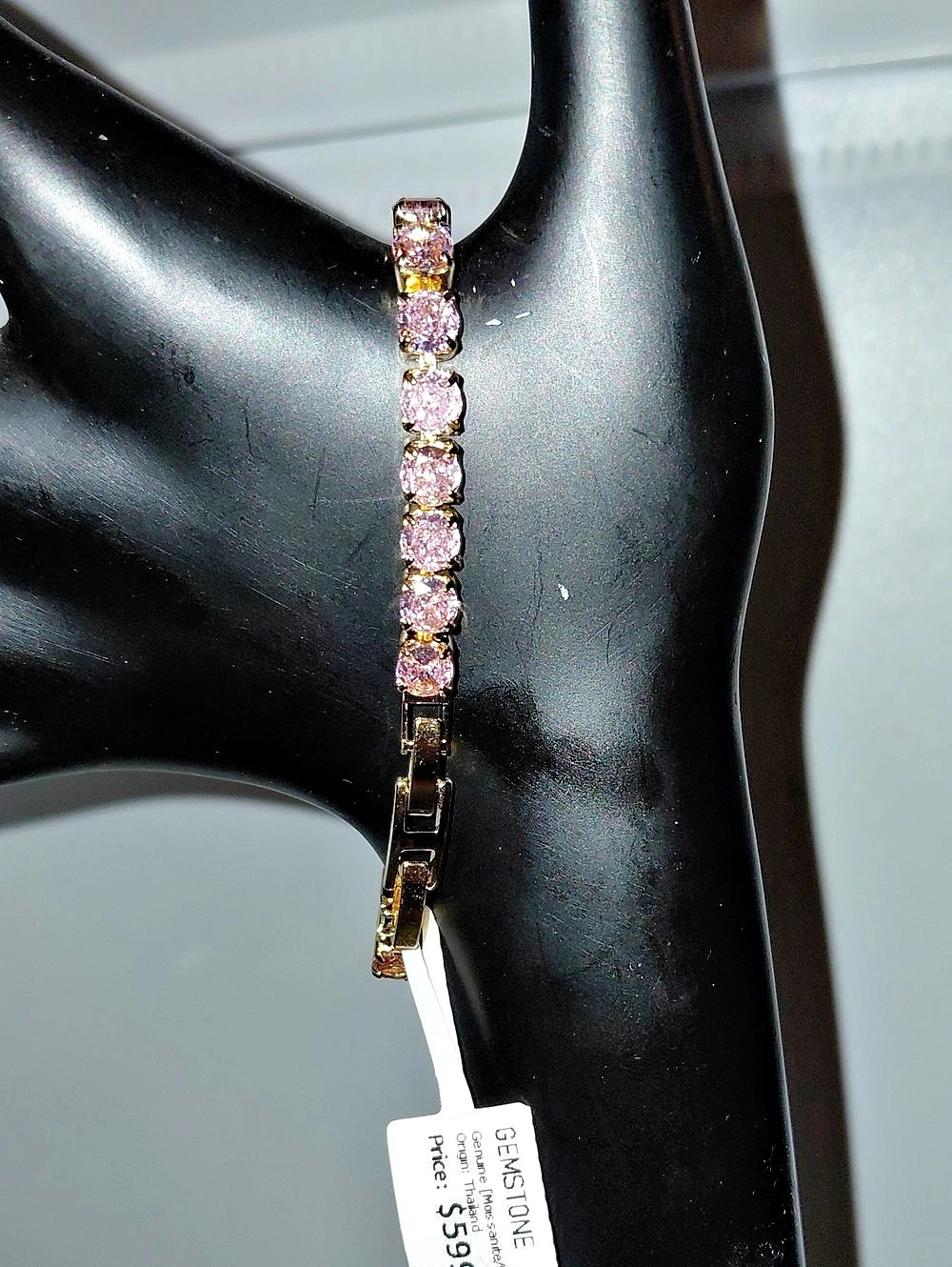 GEMSTONE KING Pink Crystal Tennis Bracelet MOISSANITE